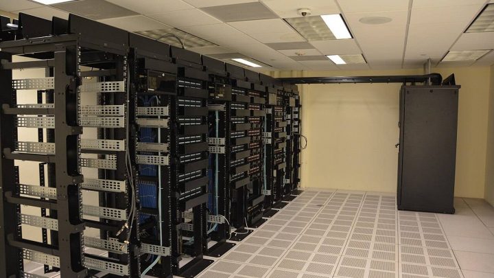 Rows of server racks in a data centre