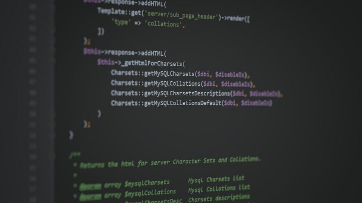PHP source code in a dark code editor